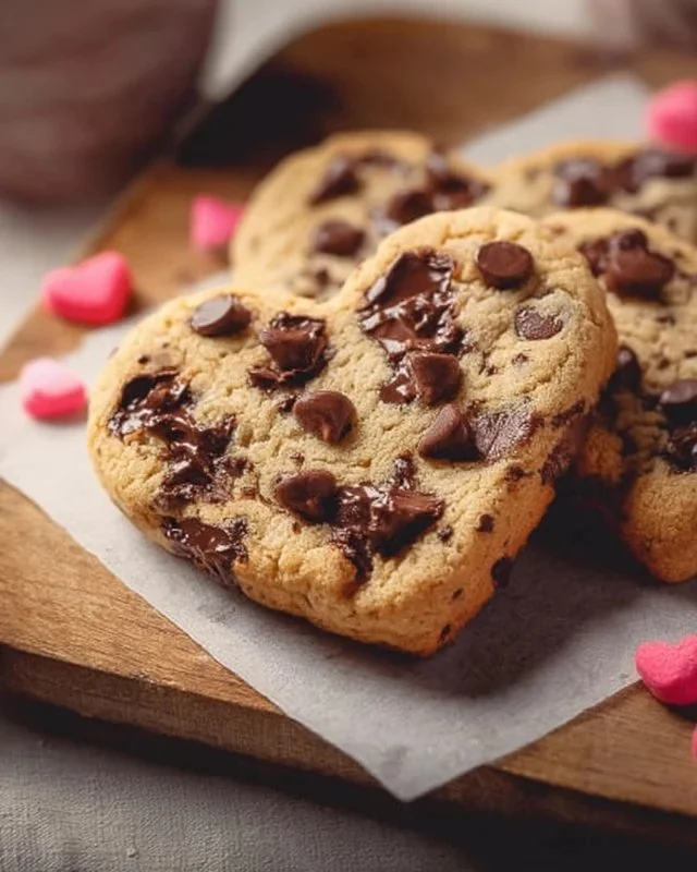 Heart Shaped Chocolate Chip Cookies