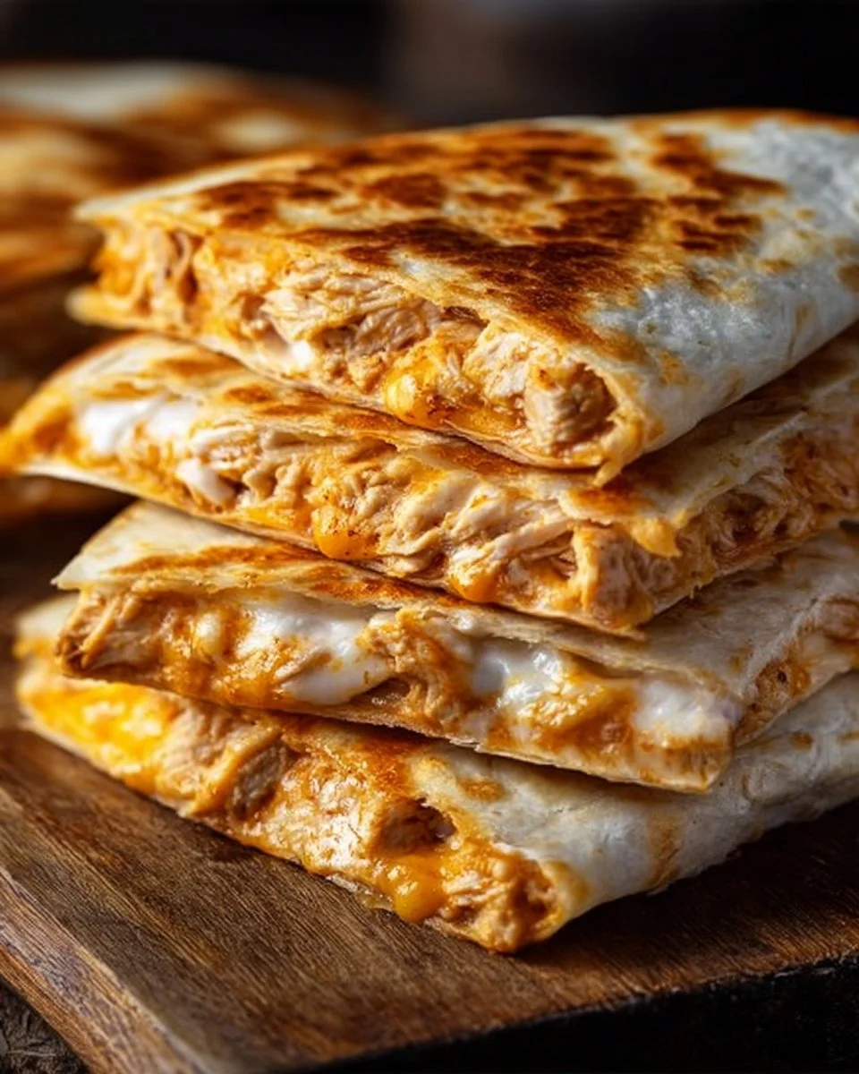High-protein chicken ranch quesadilla served with fresh ingredients