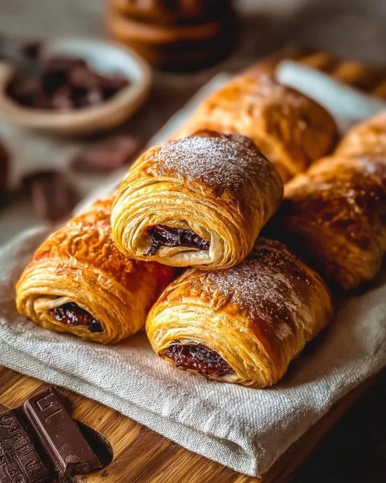 Homemade chocolate croissants fresh out of the oven