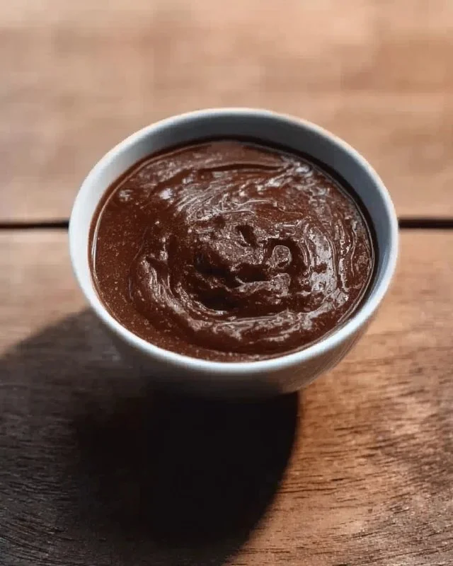 Delicious homemade chocolate pudding in a bowl, topped with chocolate shavings.
