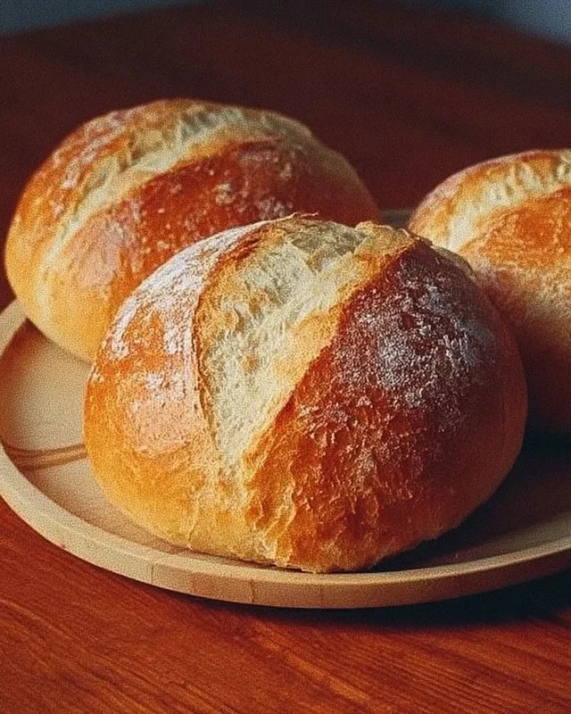 Loaf of homemade German bread with crusty exterior and soft interior