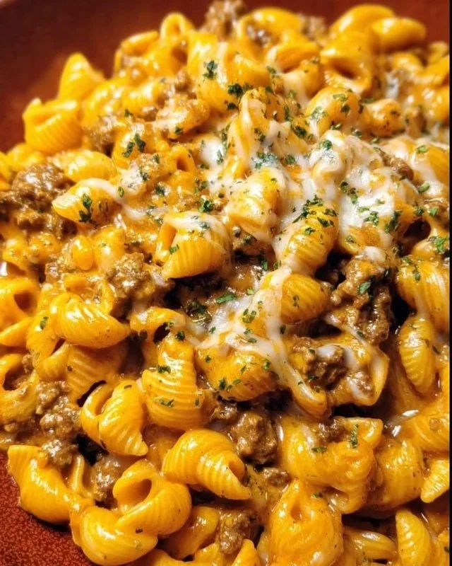 Delicious homemade Hamburger Helper prepared in a skillet