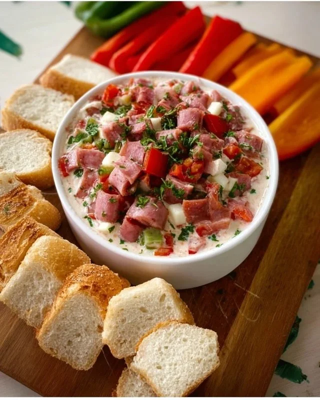 Delicious Italian Hoagie Dip served in a bowl with fresh ingredients