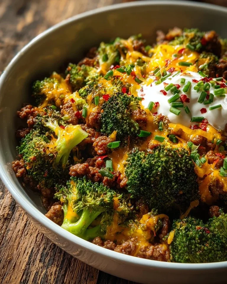 Delicious Keto Hamburger Broccoli Skillet served in a skillet dish.
