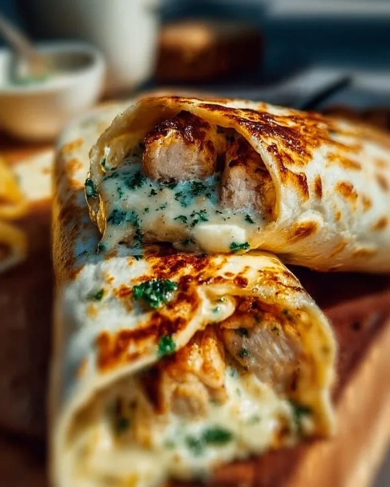 Delicious low carb cheesy garlic chicken wraps served on a plate
