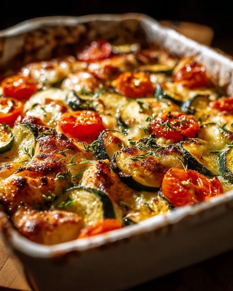 Mediterranean Chicken Zucchini Bake, healthy dinner recipe with vibrant ingredients