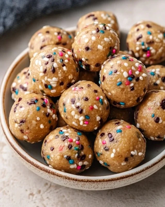 No Bake Cake Batter Protein Balls recipe for a healthy snack option