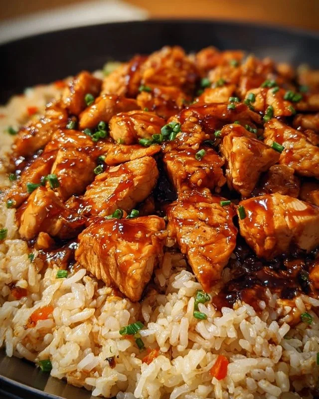 One-Pan Bold Honey BBQ Chicken Rice cooked in a skillet with vibrant ingredients