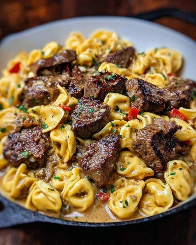 One-Pan Cowboy Butter Tortellini with Steak Bites