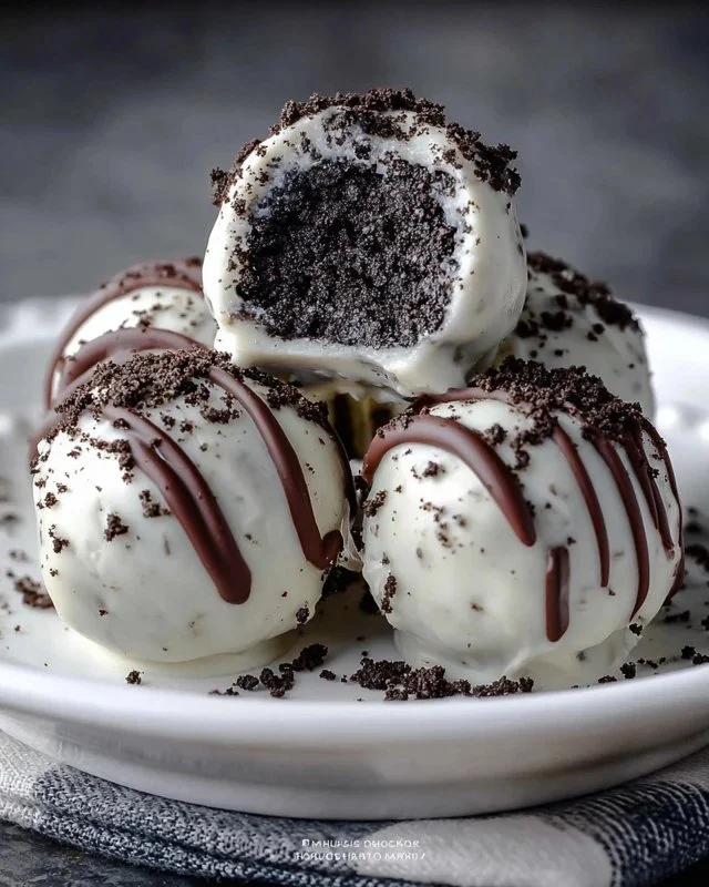 Delicious Oreo Cake Balls arranged on a plate, ready to serve for dessert.