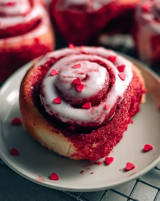Red Velvet Valentine's Day Cinnamon Rolls