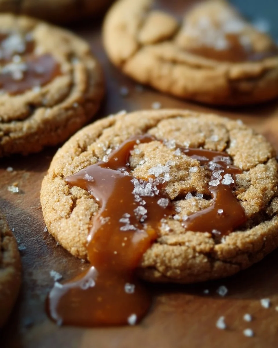Delicious homemade salted caramel cookies on a cooling rack