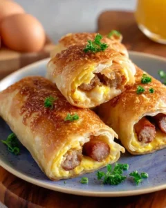 Delicious sausage egg breakfast roll-ups for a quick and easy morning meal