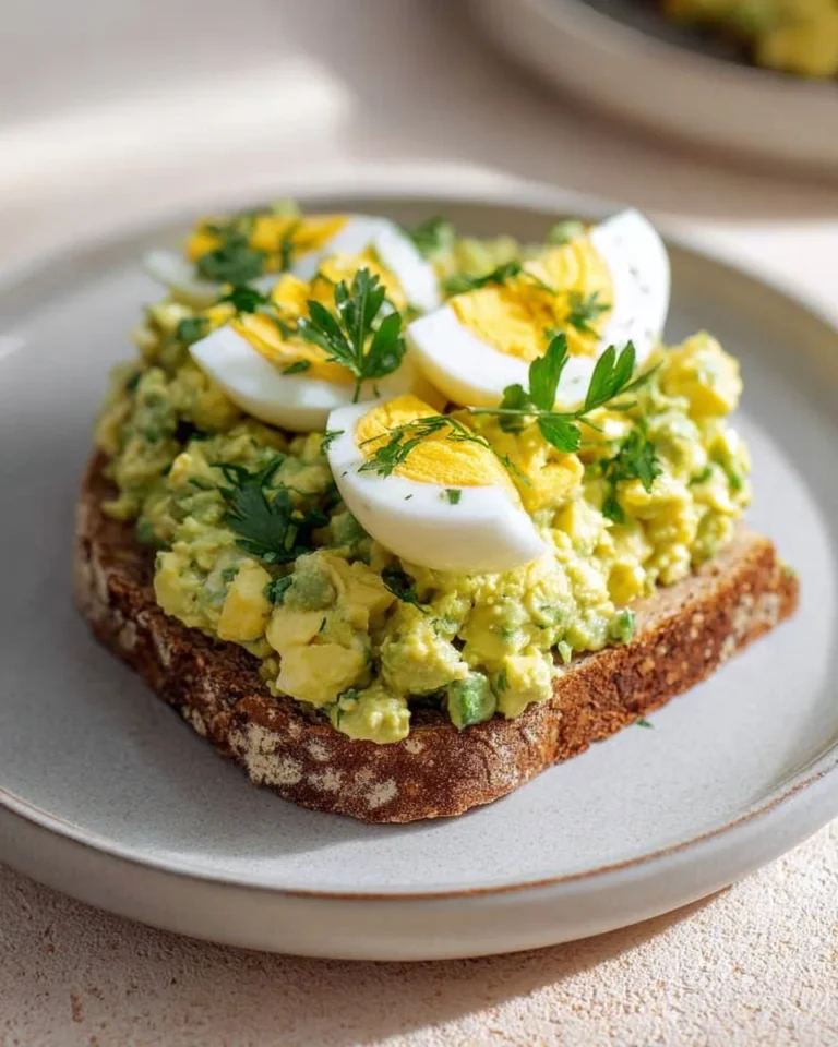 Simple and zesty Mediterranean avocado egg salad in a bowl with fresh ingredients