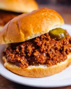 Delicious Sloppy Joes served on a bun with a side of chips