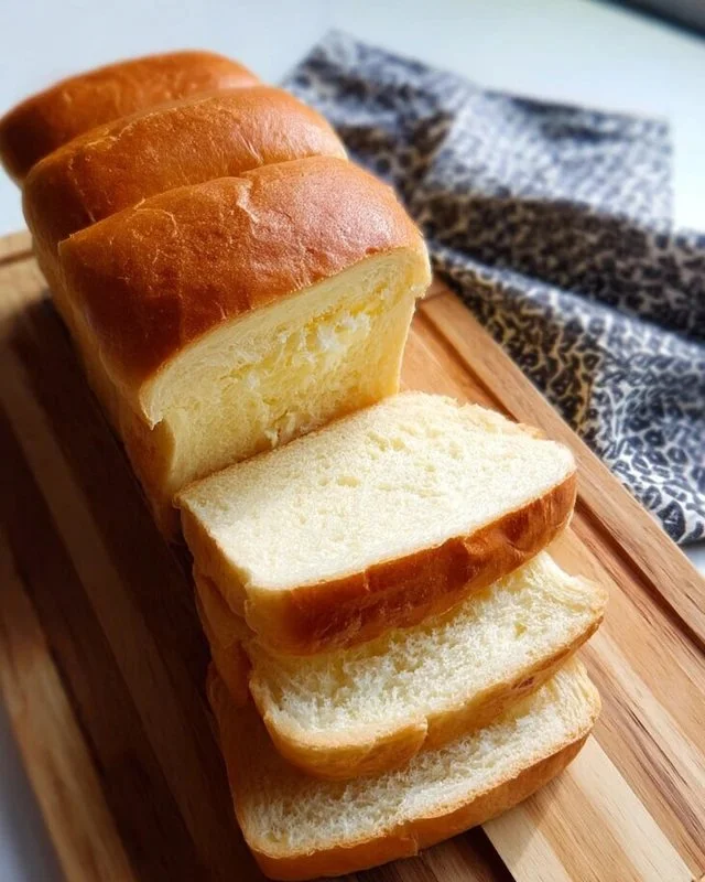 Homemade soft and fluffy sandwich bread fresh out of the oven.