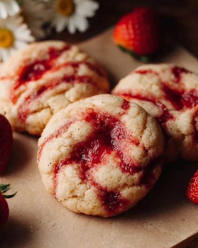 Delicious Strawberry Cheesecake Cookies on a plate