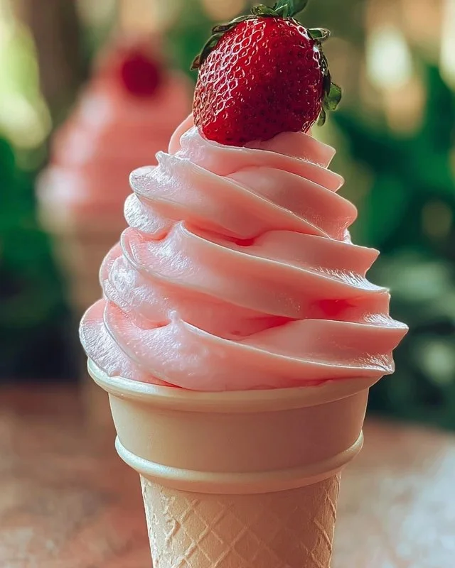 Delicious Strawberry Dole Whip dessert in a bowl