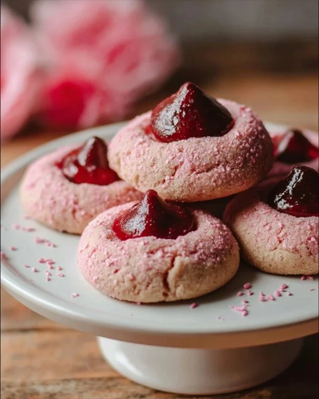 Strawberry Kiss Cookies decorated with fresh strawberries and icing