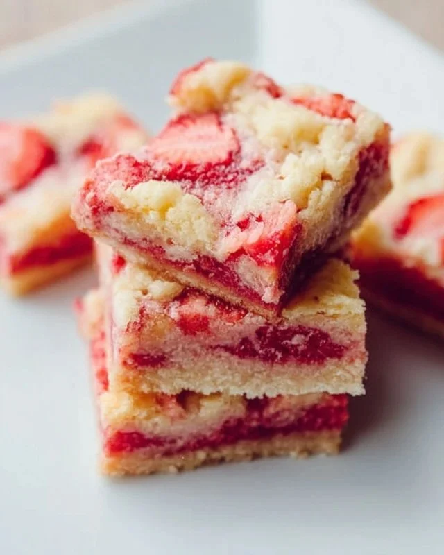 Strawberry White Chocolate Gooey Bars