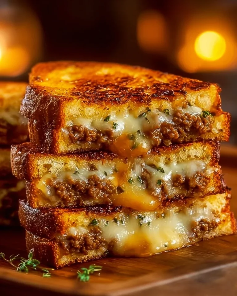 Ultimate cheesy ground beef melt with melted cheese and seasoned beef
