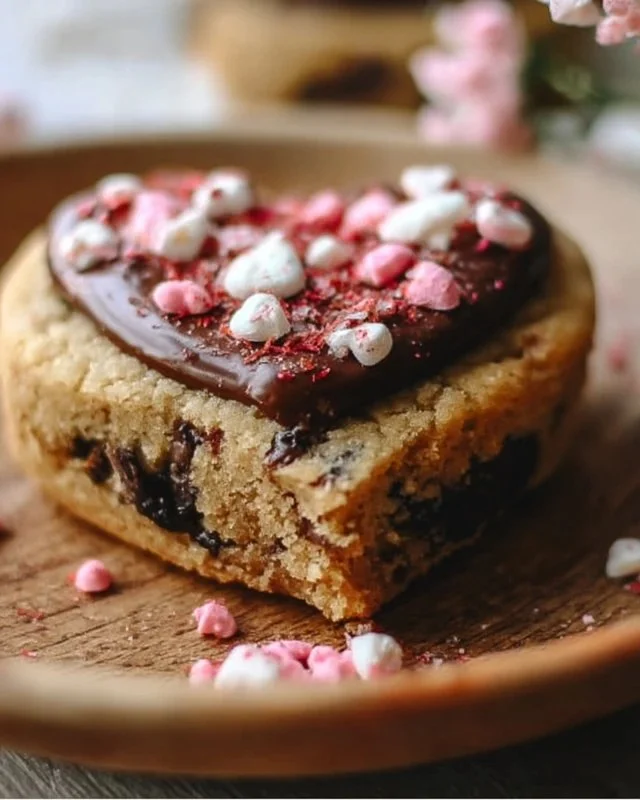 A festive Valentine's Day cookie cake decorated with hearts and icing.