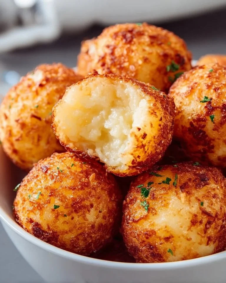Air Fryer Cheesy Mashed Potato Balls served in a bowl
