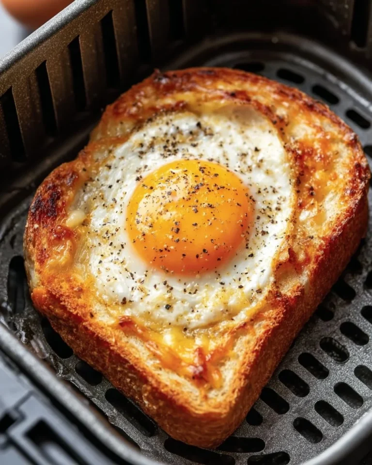 Air Fryer Egg and Cheese Toast served on a plate
