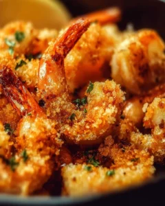 Air Fryer Garlic Parmesan Shrimp served on a plate