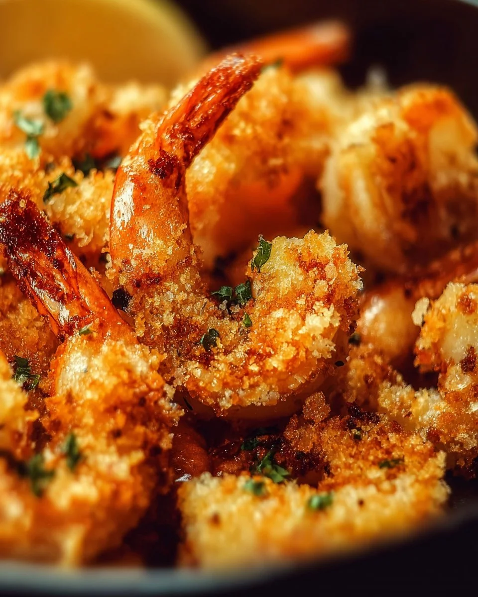 Air Fryer Garlic Parmesan Shrimp served on a plate