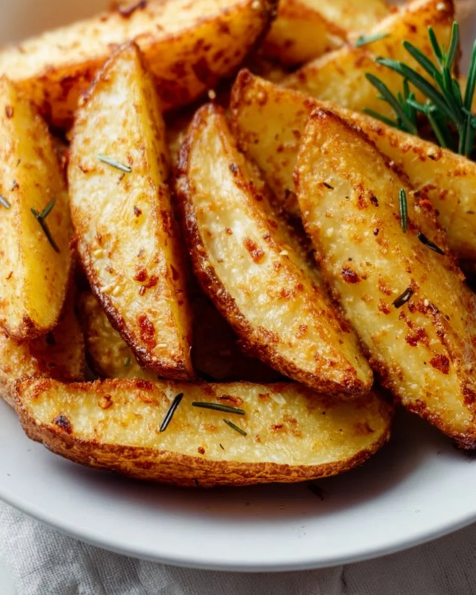 Crispy air fryer potato wedges served with dipping sauce