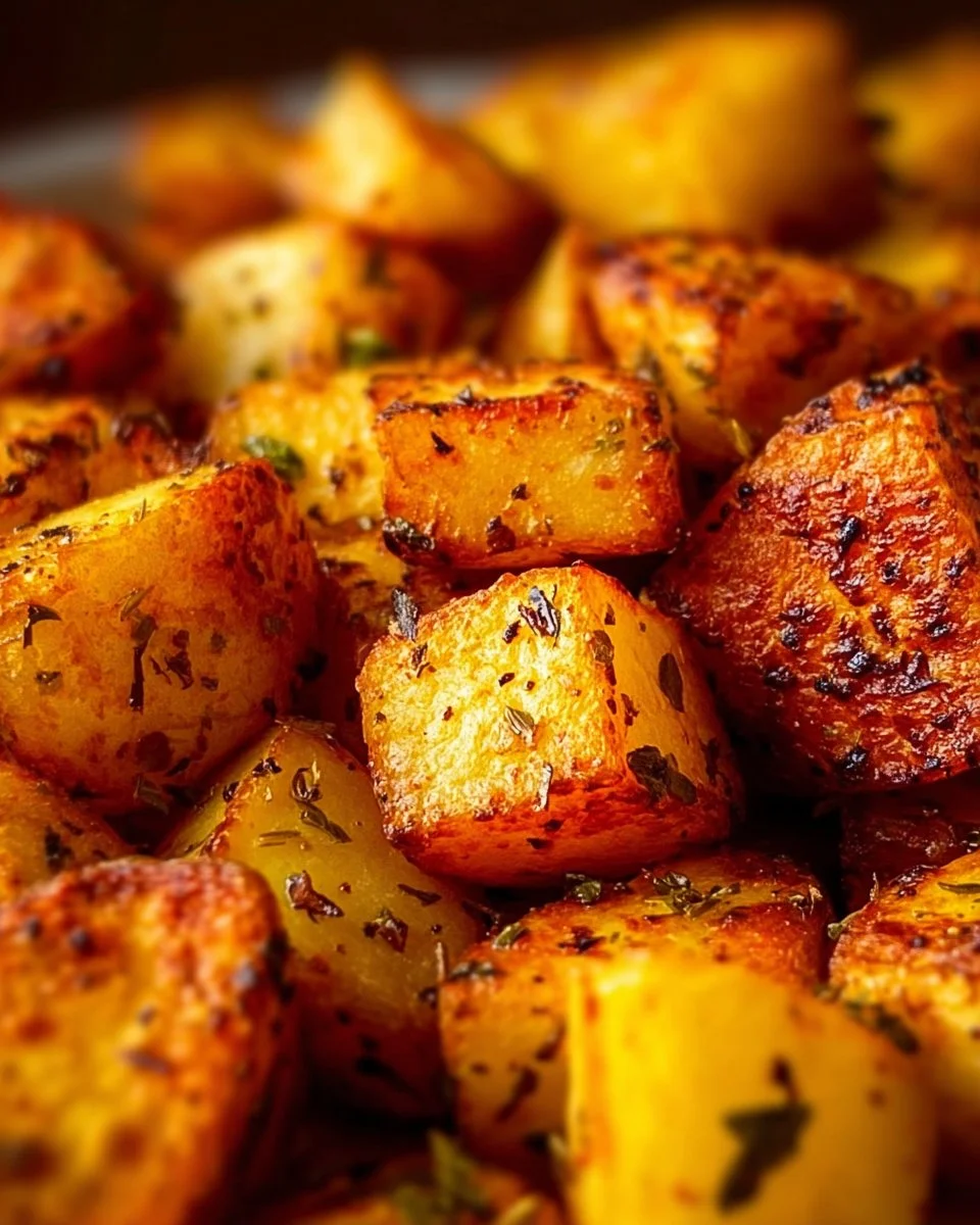 Crispy air fryer potato cubes served in a bowl, showcasing their golden-brown texture.