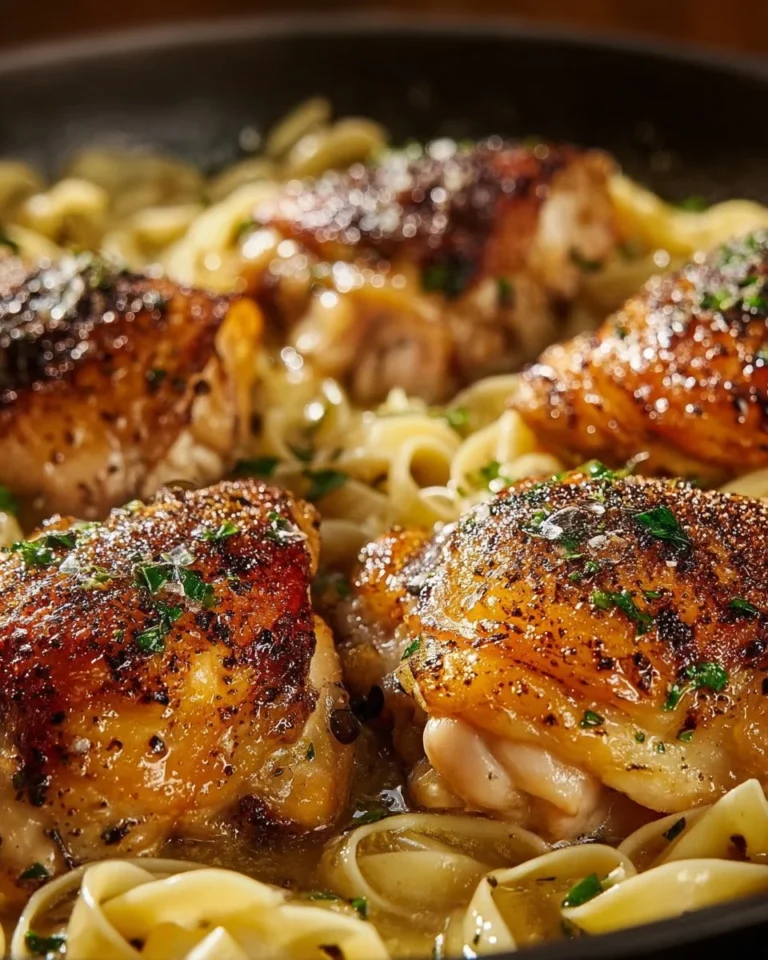 A perfectly cooked Amish Chicken dish served with fresh herbs and vegetables.