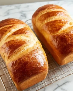Loaf of freshly baked Amish Sweet Bread on a wooden table