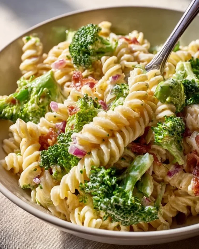 Delicious broccoli pasta salad with fresh ingredients and vibrant colors