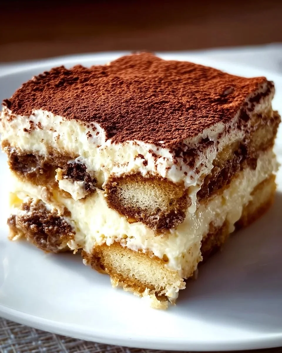 Delicious classic Italian tiramisu served in a glass with cocoa topping