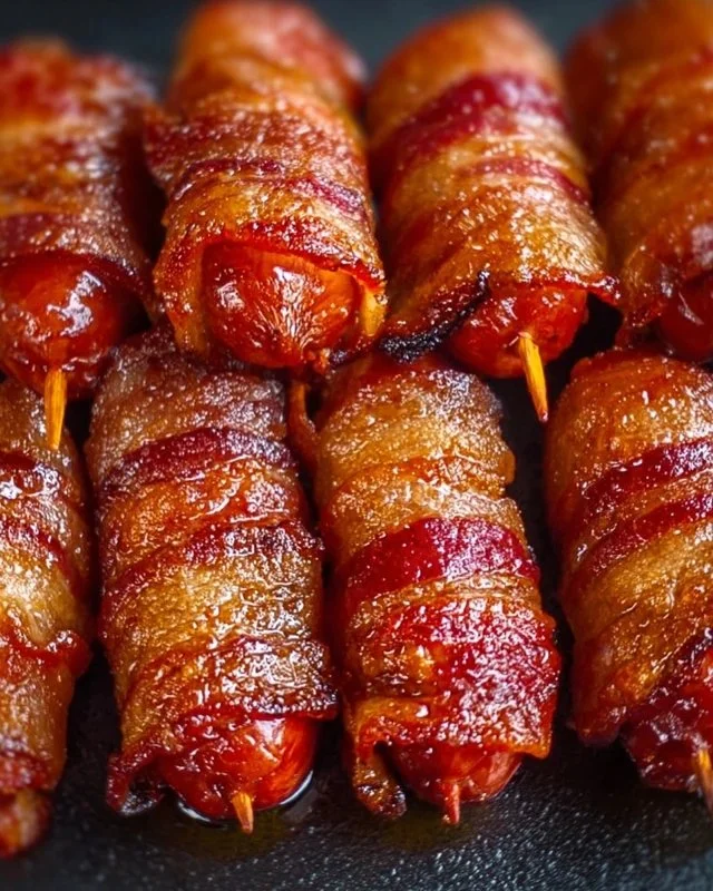 Brown Sugar Bacon Little Smokies appetizer on a platter