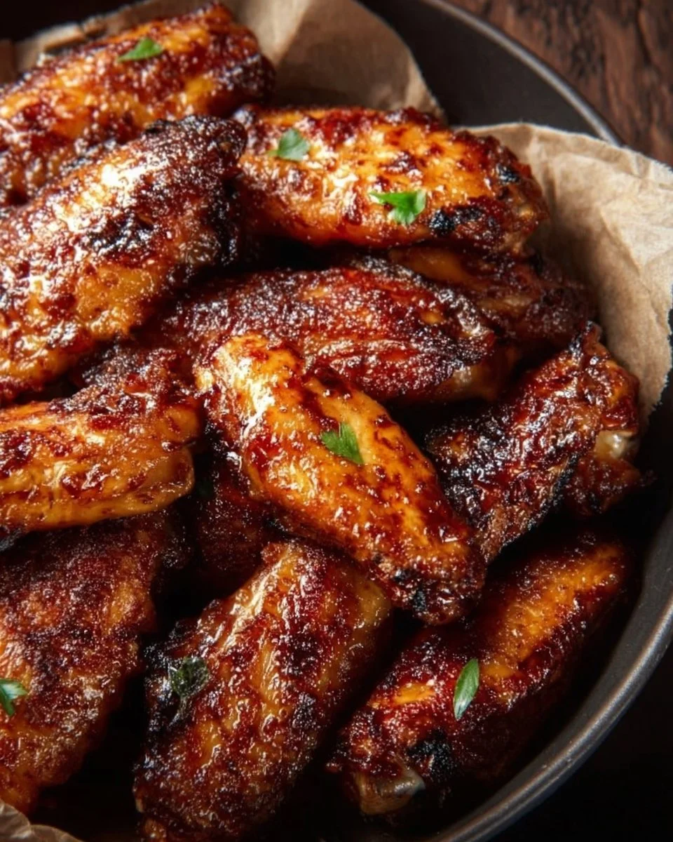 Delicious Brown Sugar Cajun Wings garnished and ready to serve