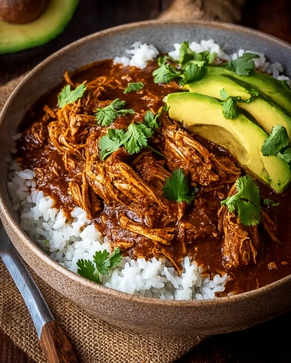 Delicious Chicken Mole served on a plate with herbs and spices