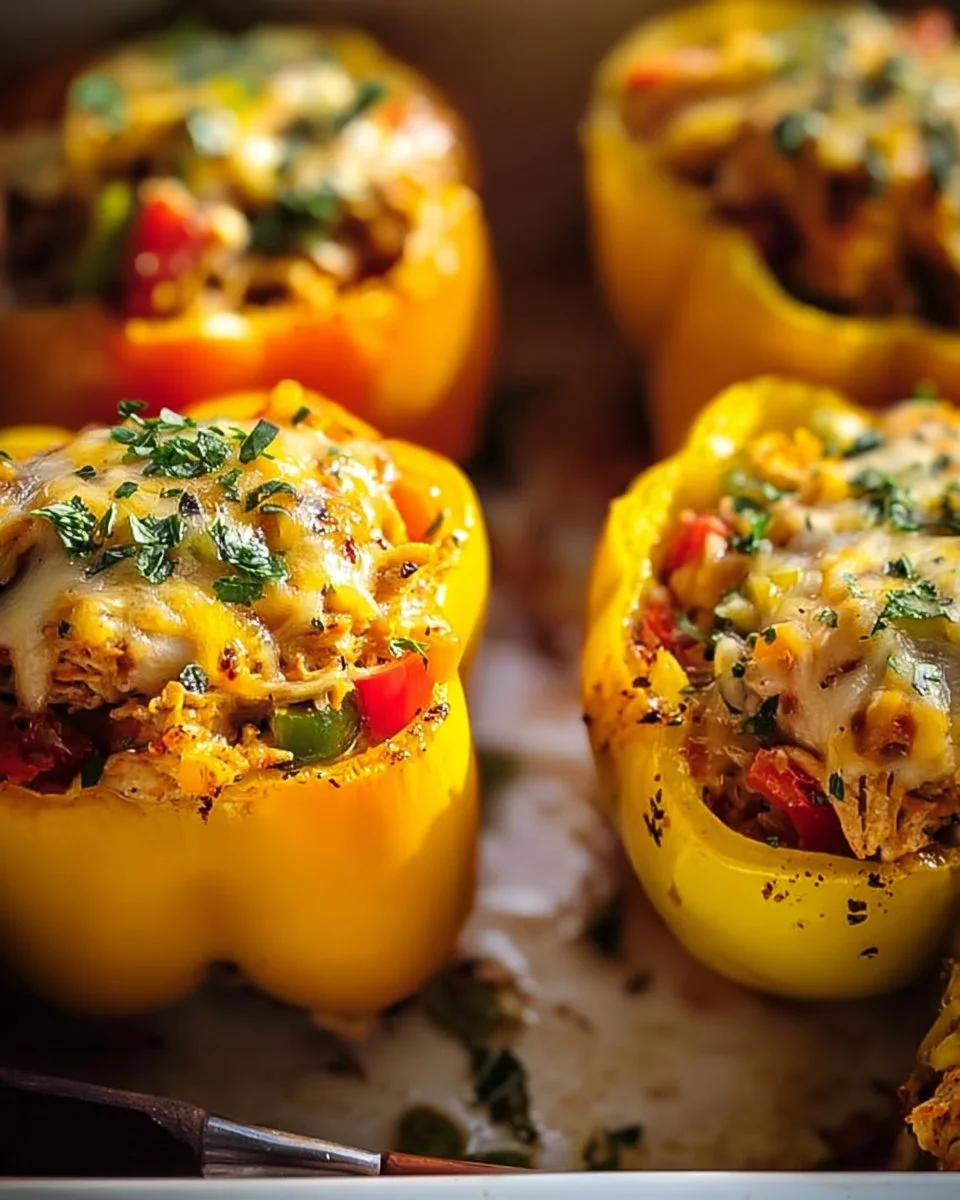 Plate of Chicken Stuffed Peppers filled with flavorful ingredients