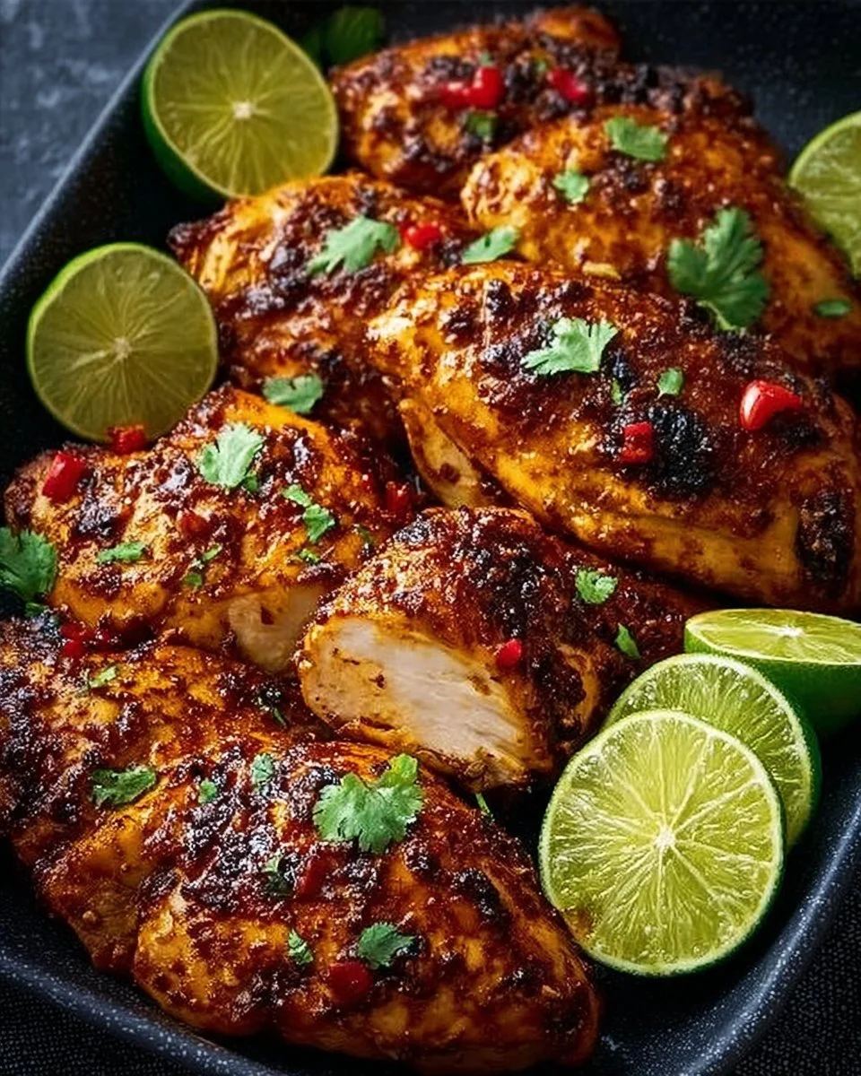 Deliciously seasoned Chili Lime Chicken dish ready to serve.