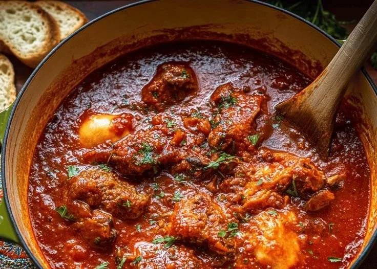 Delicious bowl of Classic Italian Sunday Gravy served with pasta