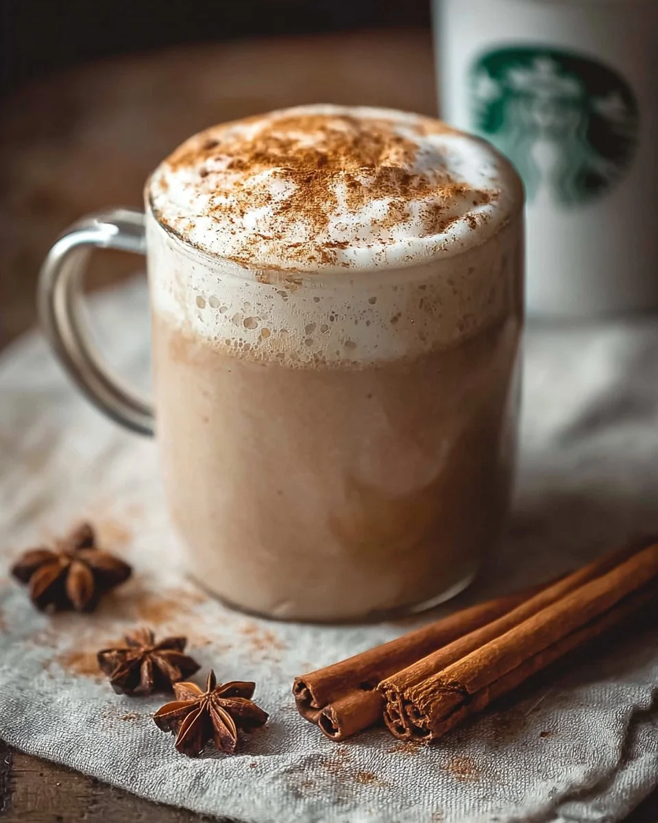 Classic Starbucks Chai Tea Latte served with spices and milk in a coffee shop