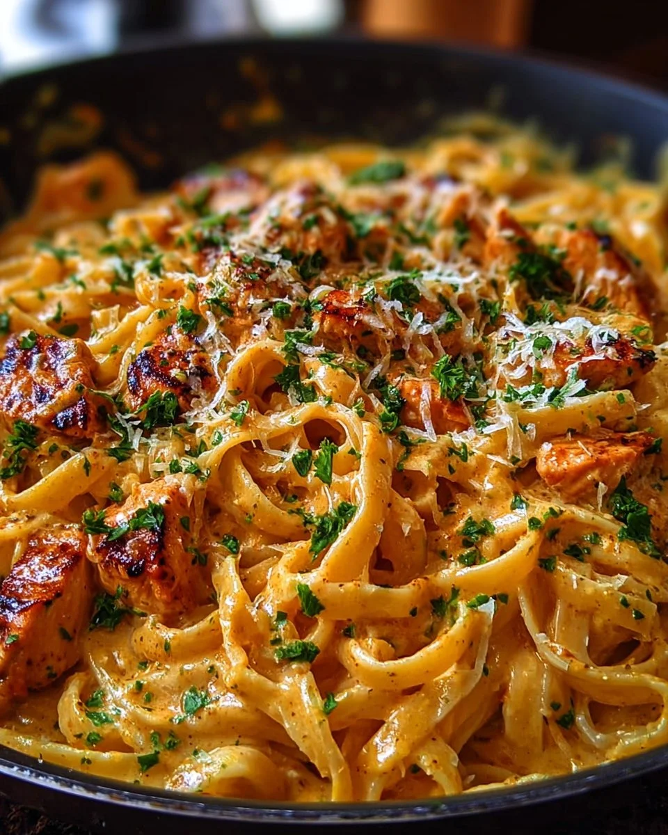 Delicious Cowboy Butter Chicken Pasta served in a bowl, creamy and flavorful recipe.