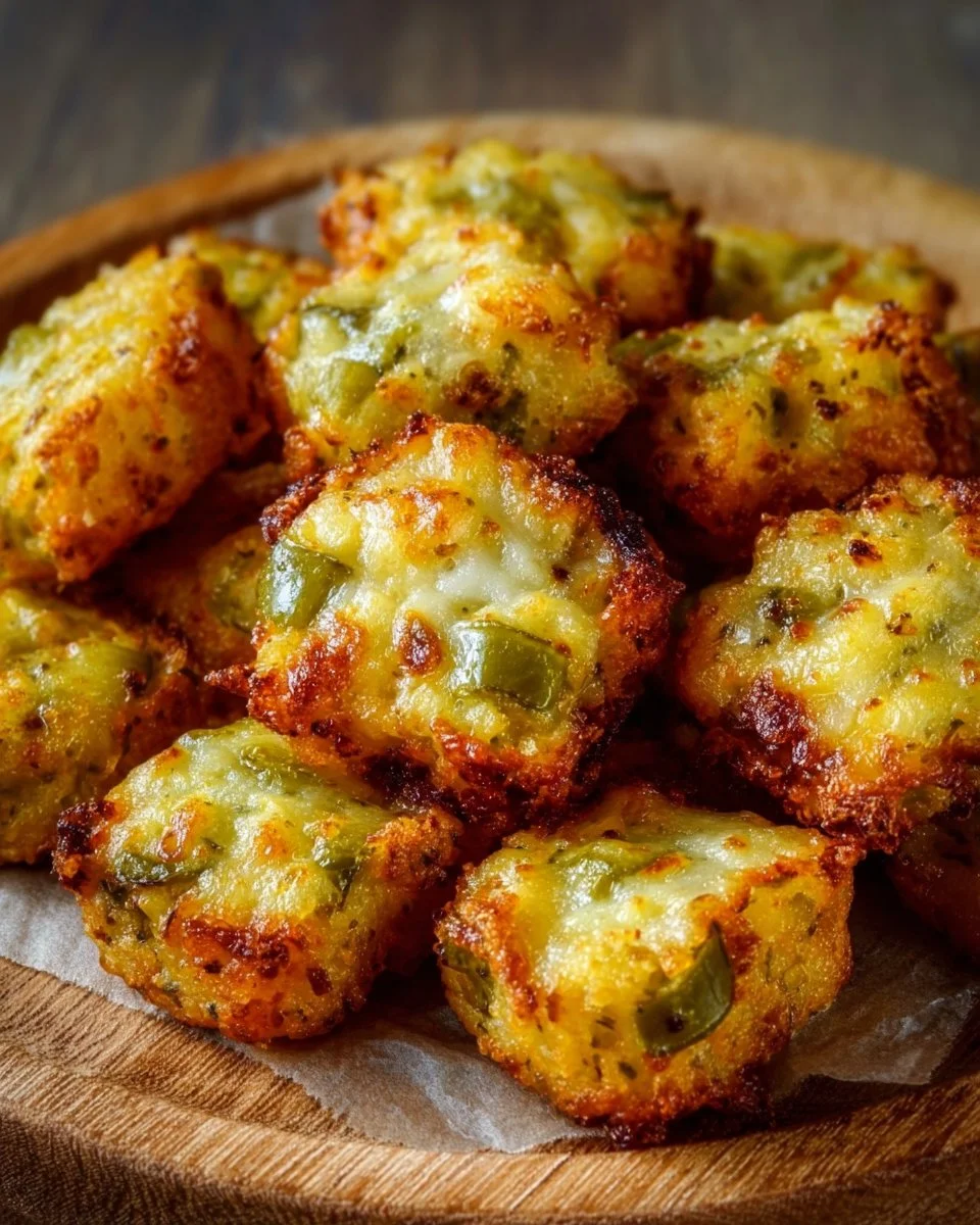 Crispy pickle cheese bites served on a plate as a tasty appetizer
