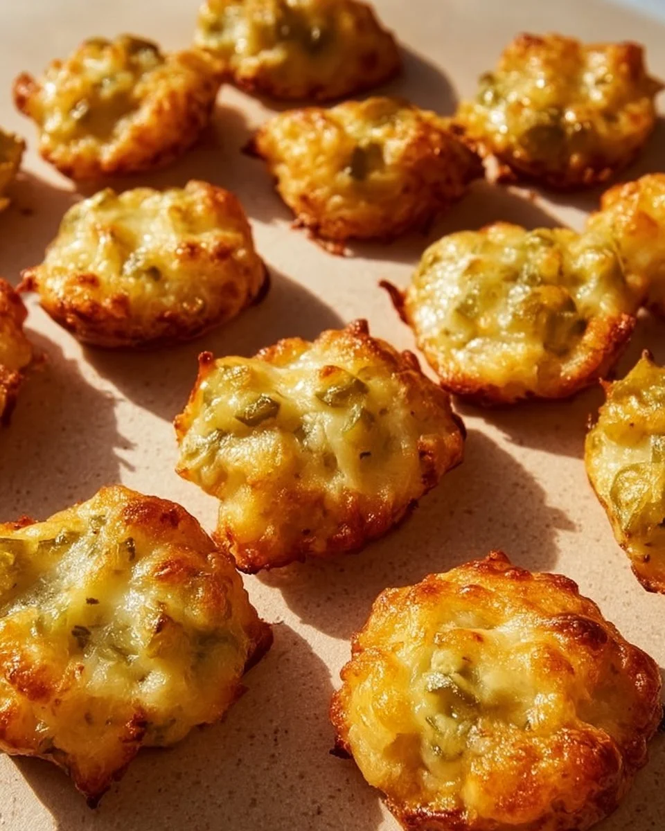 Plate of crispy pickle cheese bites served as a tasty appetizer