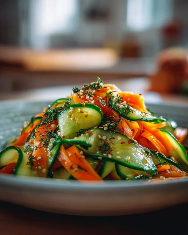 Fresh Cucumber Carrot Salad with vibrant colors and healthy ingredients.