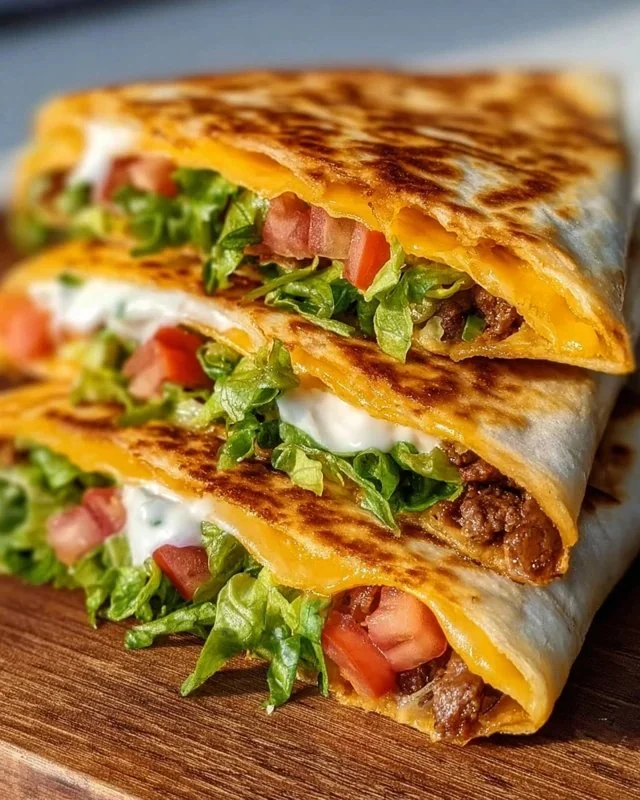 Delicious homemade keto crunchwraps on a plate ready to eat.