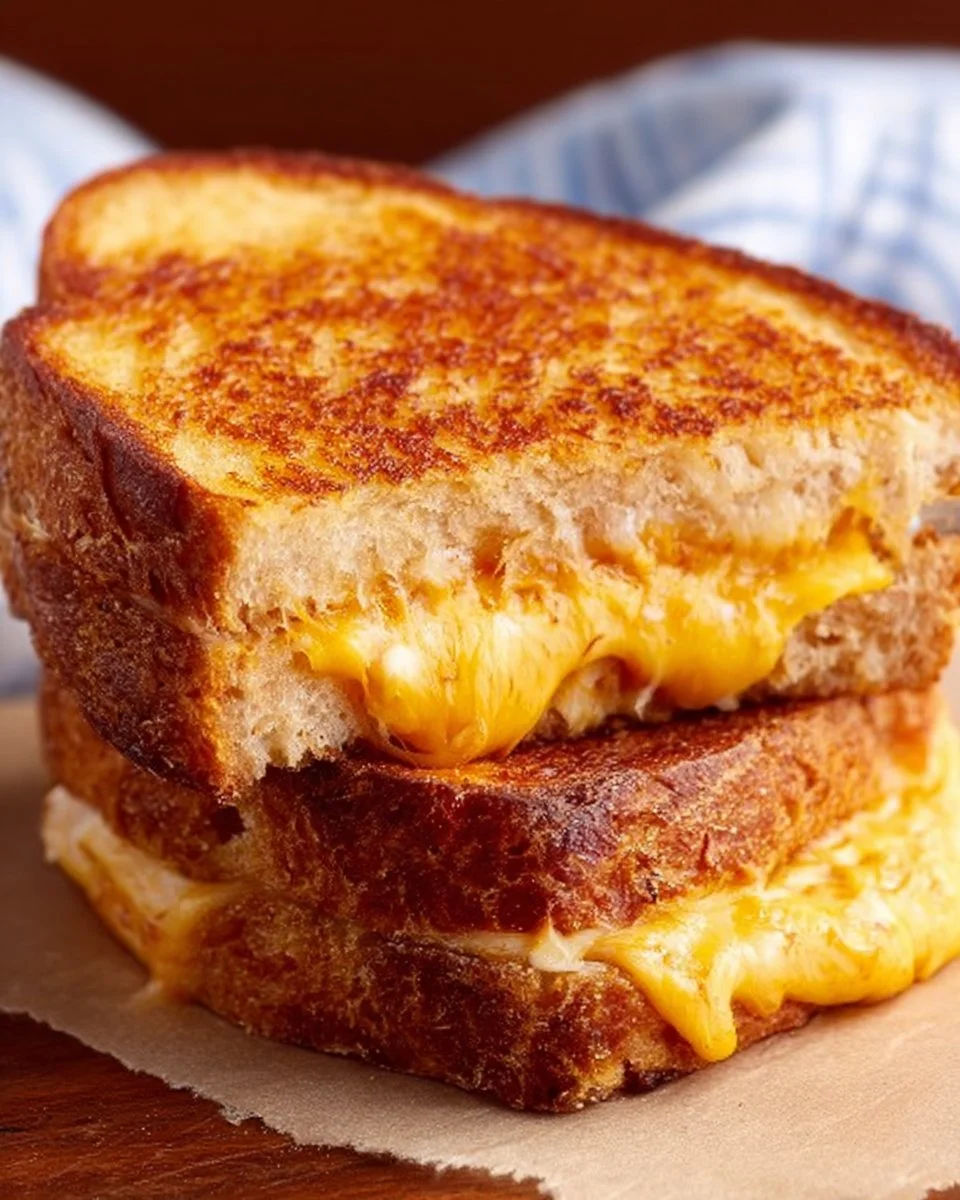 Easy air fryer grilled cheese sandwich with golden brown crust