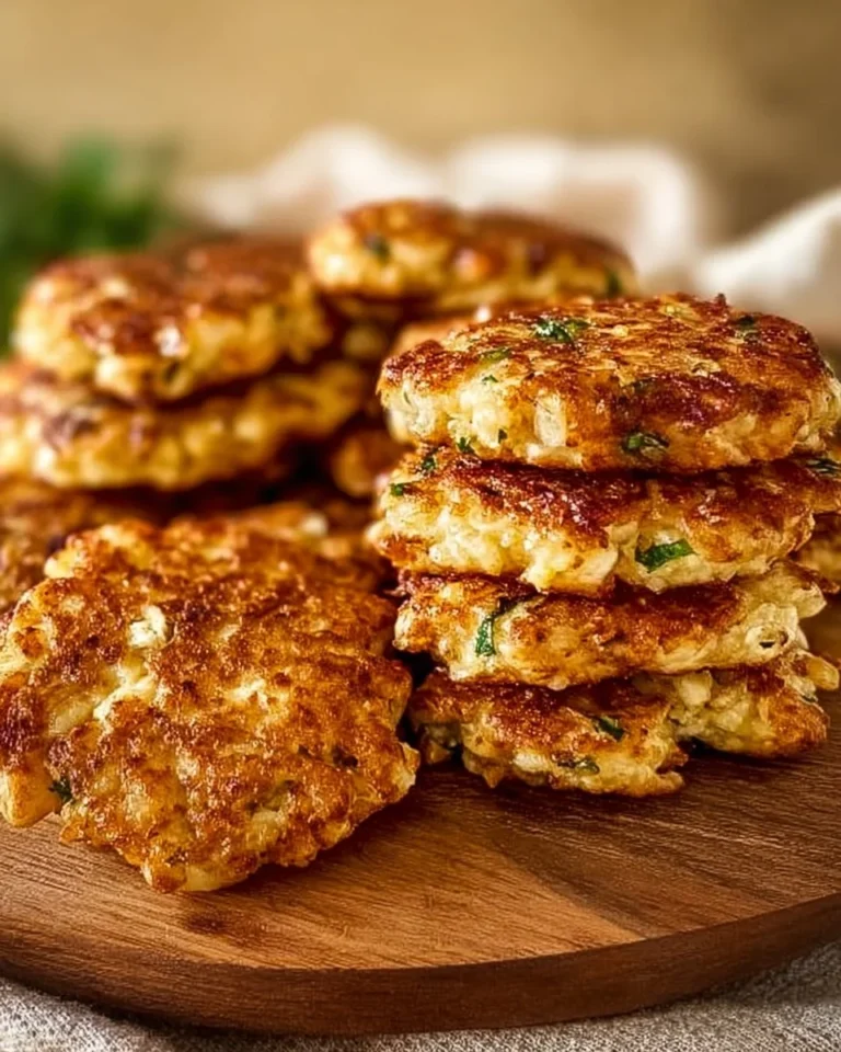 Golden brown easy chicken fritters served with dipping sauce